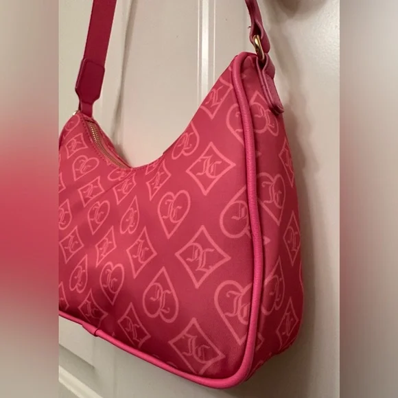 NWT Juicy Couture Bright Hot Pink Monogram Crossbody Bag Y2K Style w/ Coin Pouch - Picture 8 of 13